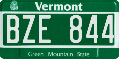 VT license plate BZE844