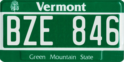 VT license plate BZE846