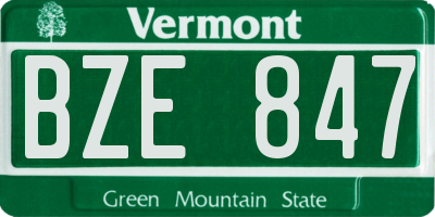 VT license plate BZE847