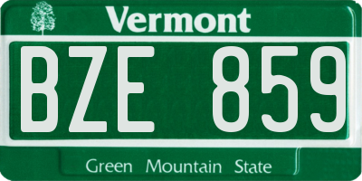 VT license plate BZE859