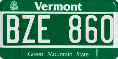VT license plate BZE860