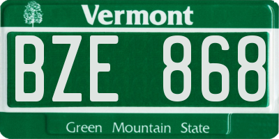 VT license plate BZE868