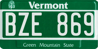 VT license plate BZE869
