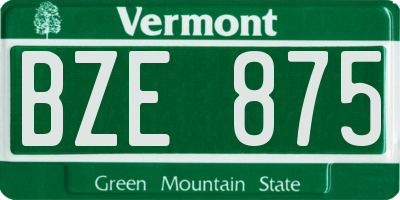 VT license plate BZE875