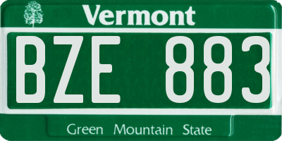 VT license plate BZE883