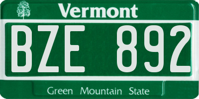 VT license plate BZE892