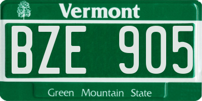 VT license plate BZE905