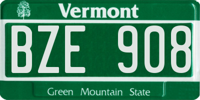 VT license plate BZE908