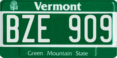 VT license plate BZE909