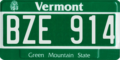 VT license plate BZE914