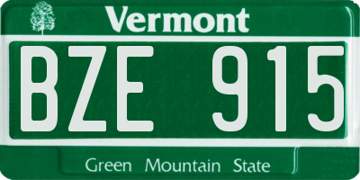 VT license plate BZE915