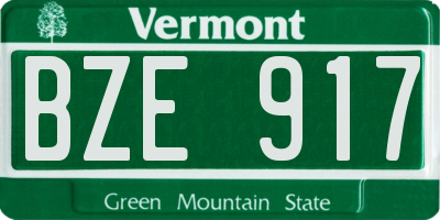 VT license plate BZE917