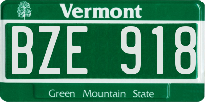 VT license plate BZE918