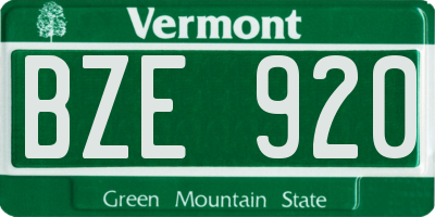 VT license plate BZE920