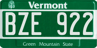 VT license plate BZE922