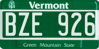 VT license plate BZE926