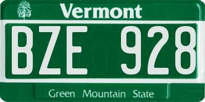 VT license plate BZE928