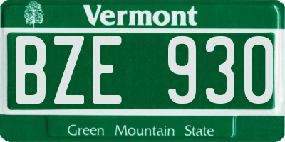 VT license plate BZE930