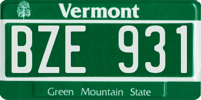 VT license plate BZE931