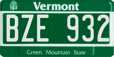 VT license plate BZE932