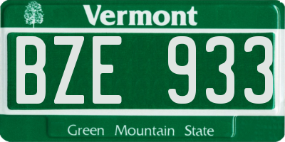 VT license plate BZE933