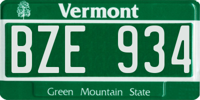 VT license plate BZE934