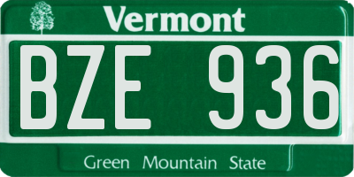 VT license plate BZE936