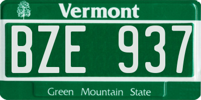 VT license plate BZE937