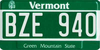 VT license plate BZE940