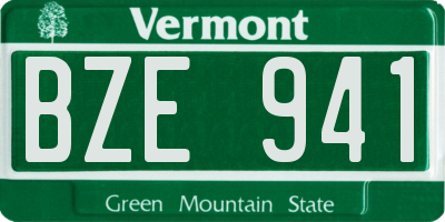 VT license plate BZE941