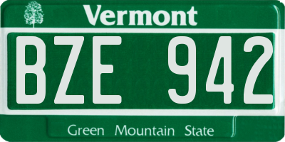 VT license plate BZE942
