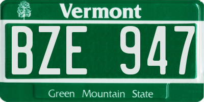 VT license plate BZE947