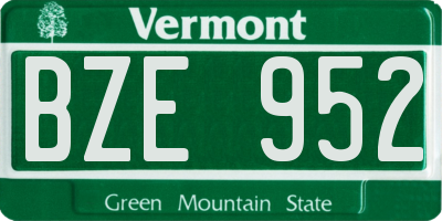 VT license plate BZE952