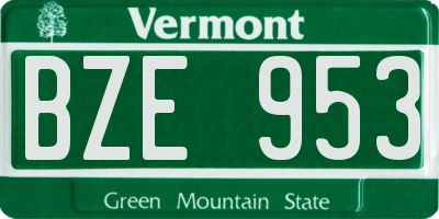 VT license plate BZE953