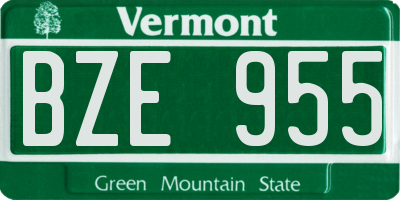 VT license plate BZE955