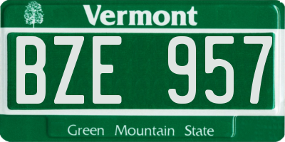 VT license plate BZE957