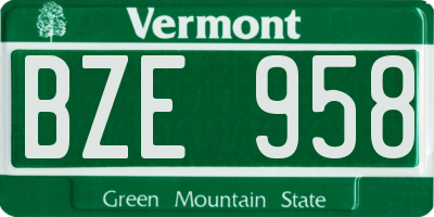 VT license plate BZE958
