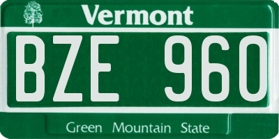 VT license plate BZE960