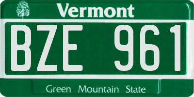 VT license plate BZE961