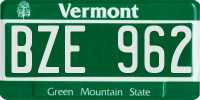 VT license plate BZE962