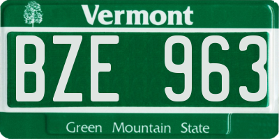VT license plate BZE963