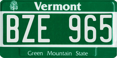 VT license plate BZE965