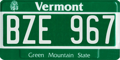 VT license plate BZE967