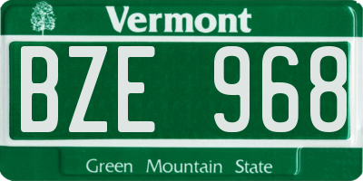 VT license plate BZE968