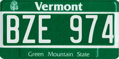 VT license plate BZE974
