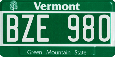 VT license plate BZE980
