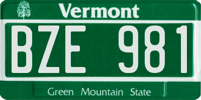 VT license plate BZE981