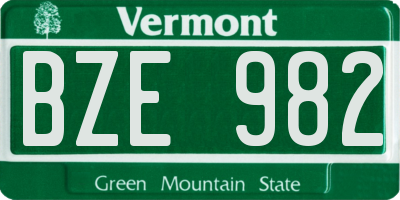 VT license plate BZE982