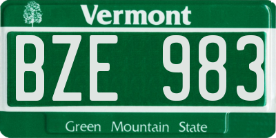 VT license plate BZE983