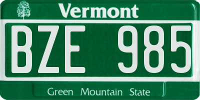 VT license plate BZE985